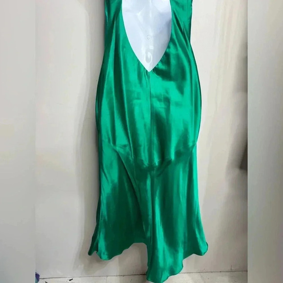Vintage Dolce Jovani 100% Silk Green Slip Dress Size 4 - Picture 9 of 10